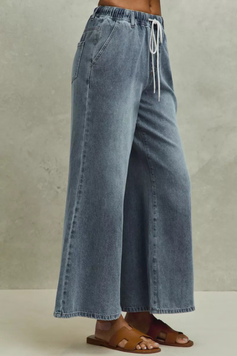 Hazel Blues® |  SO ME Mid Rise Elastic Waist Flare Denim Jeans