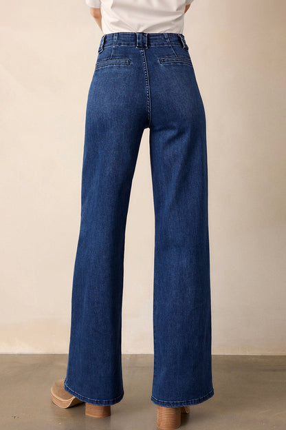 Hazel Blues® |  Straight Leg Mid-Rise Shift Jeans