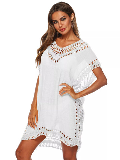 Hazel Blues® | Crochet Trim V-Neck Cover-Up Dress