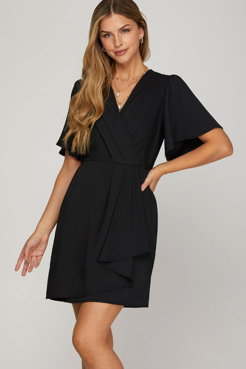 Hazel Blues® |  She + Sky Ruffled Surplice Short Flutter Sleeve Mini Dress