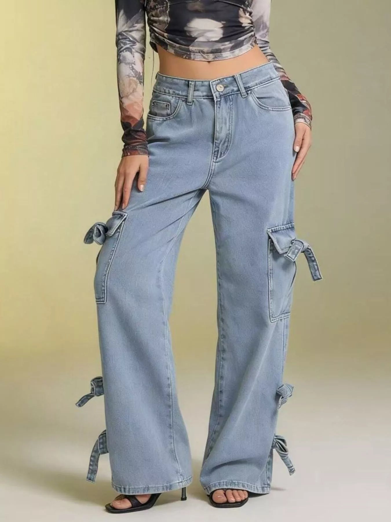 Hazel Blues® |  Bow Wide Leg Jeans