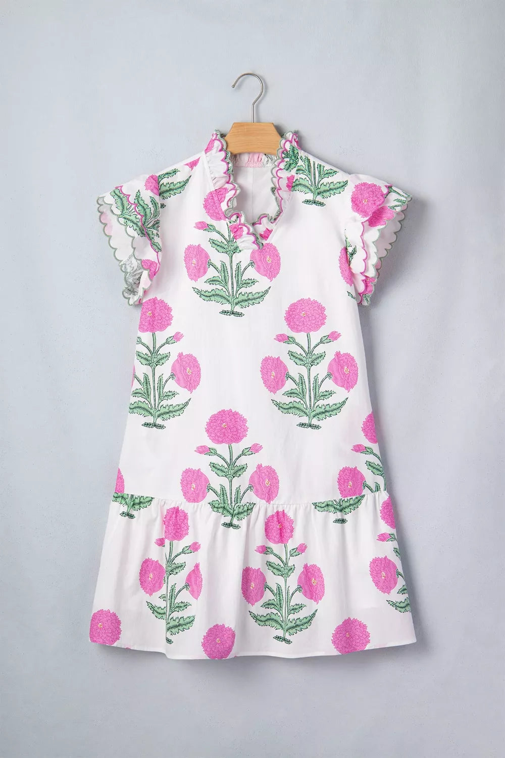 Hazel Blues® |  Floral Print Ruffle Trim Casual Mini Dress