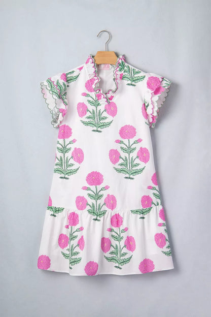 Hazel Blues® |  Floral Print Ruffle Trim Casual Mini Dress