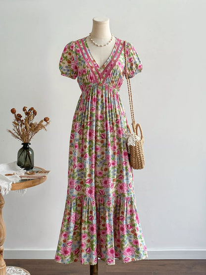 Hazel Blues® |  Floral Print V-Neck Puff Sleeve Dress