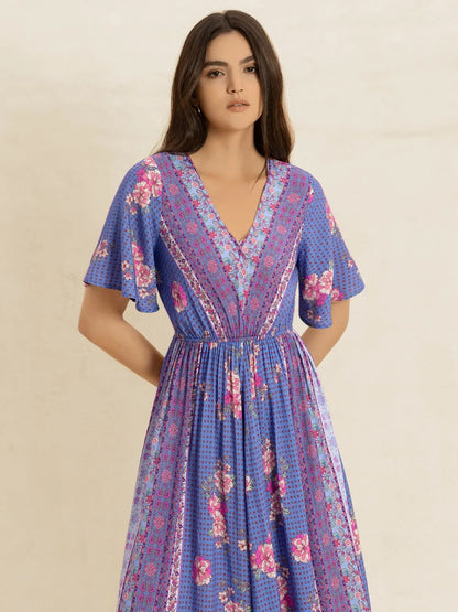 Hazel Blues® |  Printed Short Sleeve Midi Dress