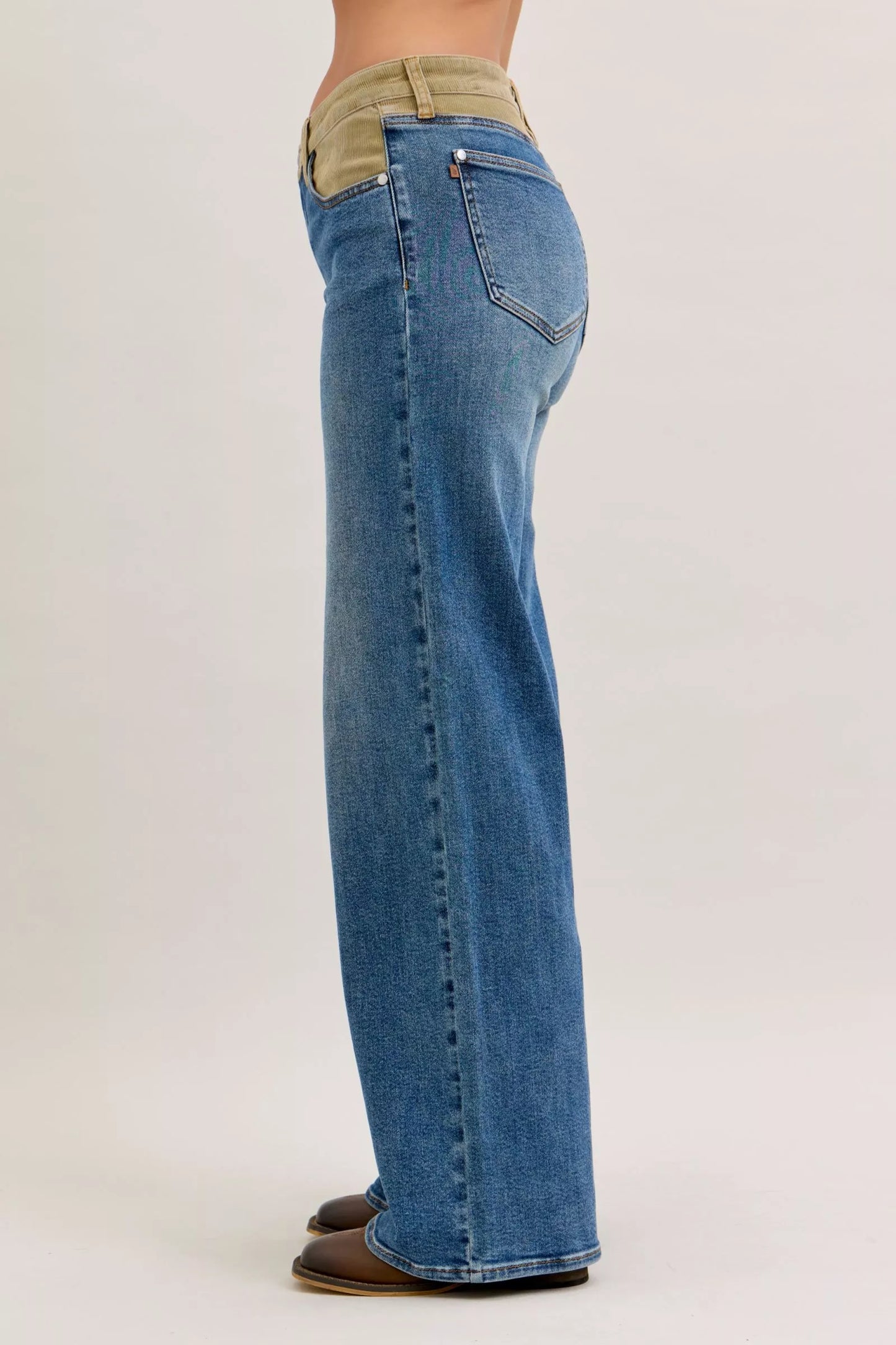 Hazel Blues® |  Judy Blue MR Column Straight Jeans with Corduroy Waist