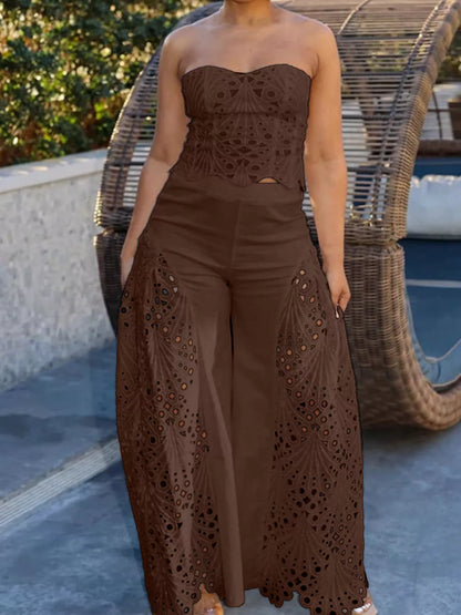 Hazel Blues® |  Hollow-Out Tube Top and Pants Two-Piece Set