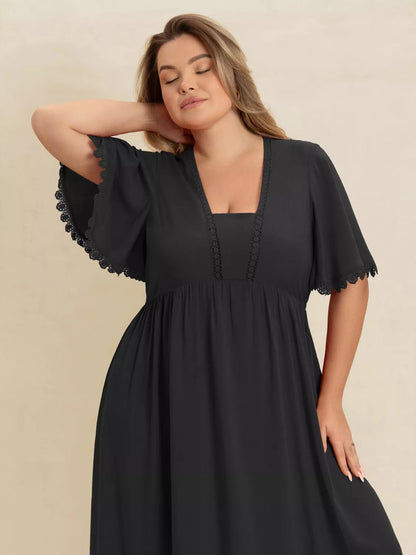 Hazel Blues® | Boho Ruffled Maxi Dress with Flutter Sleeves