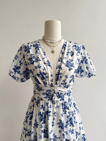 Hazel Blues® |  Floral Print V-Neck Puff Sleeve Dress