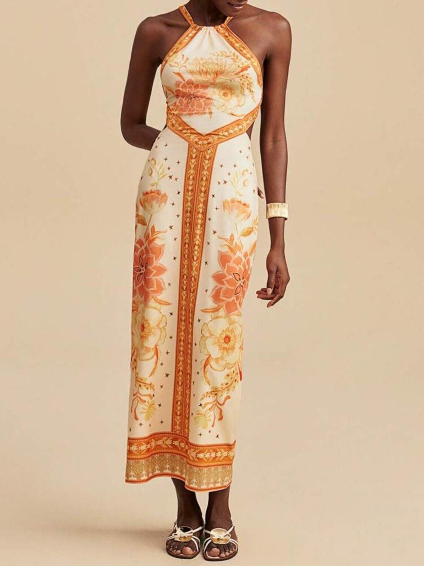 Hazel Blues® |  Floral Print Halter Neck Maxi Dress