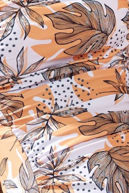 Hazel Blues® | Square Neck Printed One-Piece Swimwear and Cover Up Swim Set