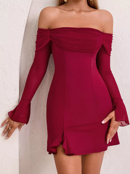 Hazel Blues® |  Off-Shoulder Long Sleeve Mini Dress