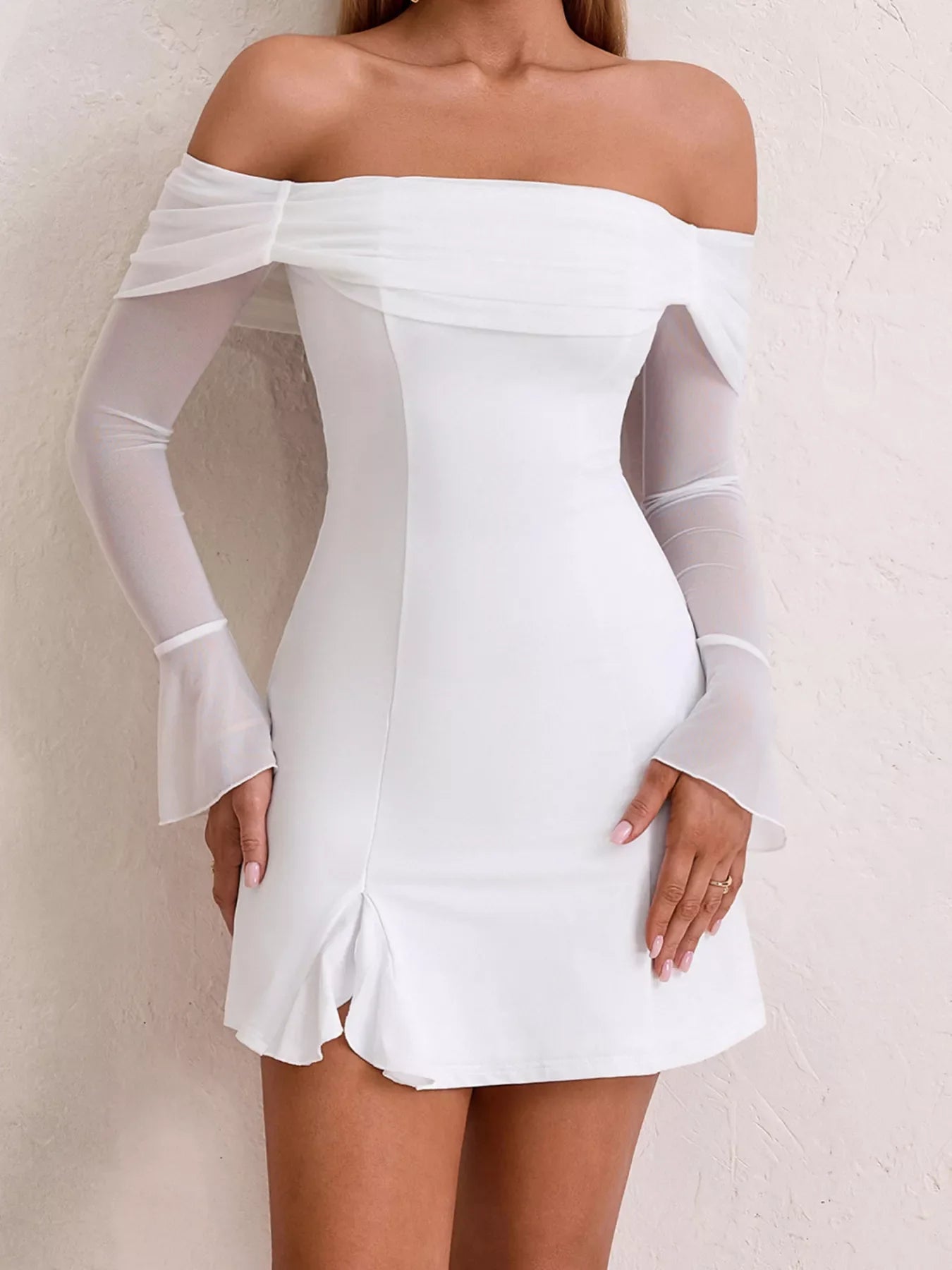 Hazel Blues® |  Off-Shoulder Long Sleeve Mini Dress