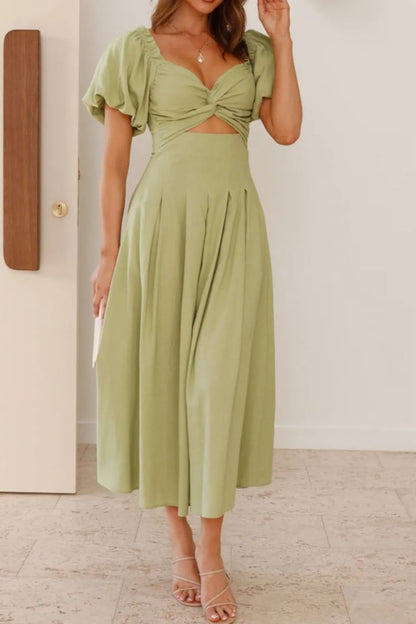 Hazel Blues® |  Sweetheart Neck Puff Sleeve Dress