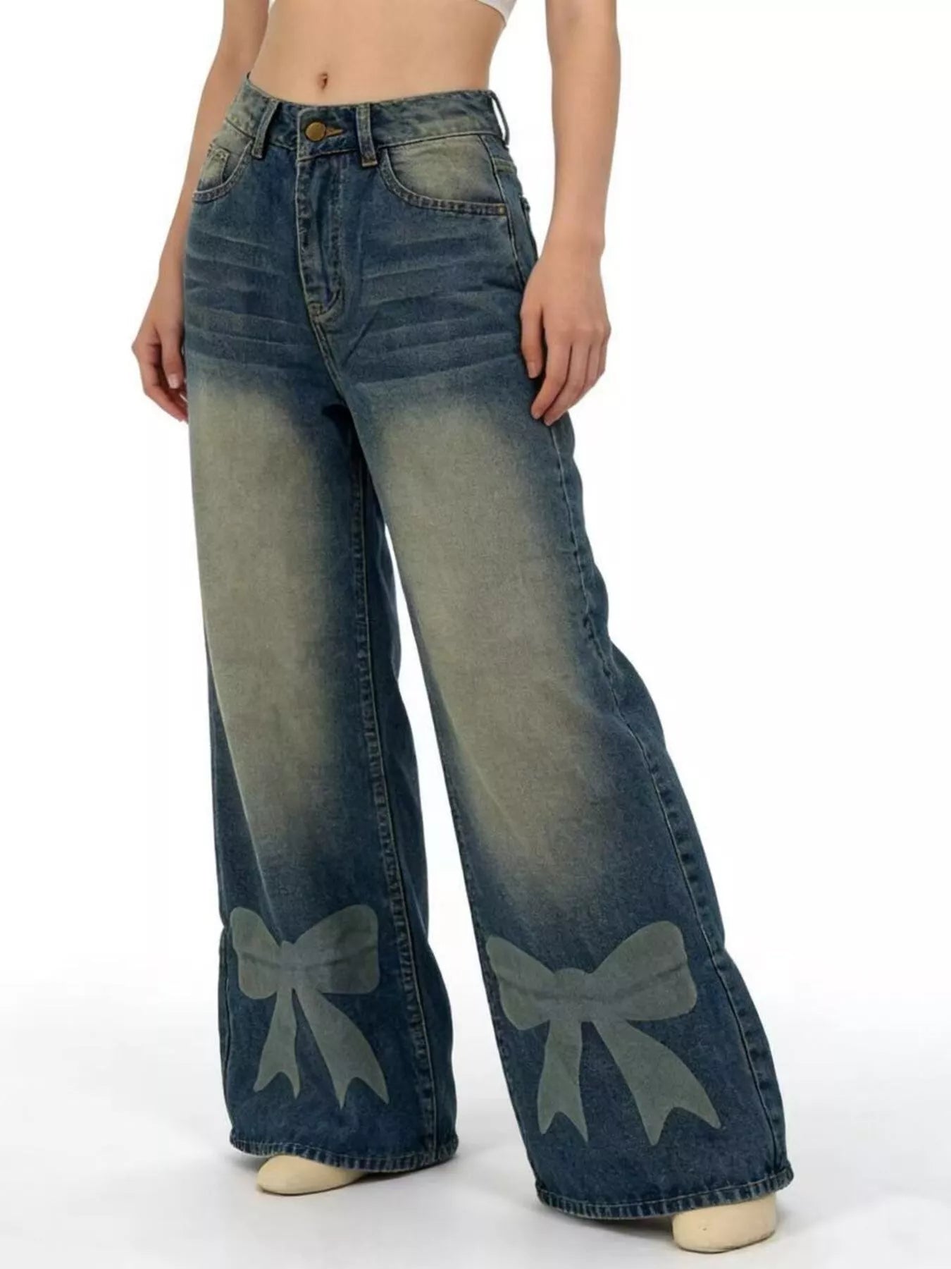 Hazel Blues® |  Bow Wide Leg Jeans