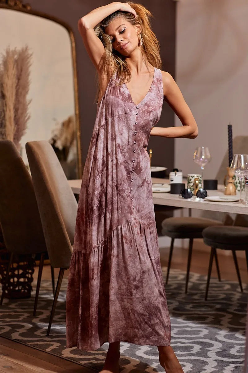 Hazel Blues® |  BiBi Tie-Dye Sleeveless V-Neck Dress