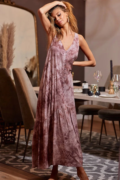Hazel Blues® |  BiBi Tie-Dye Sleeveless V-Neck Dress