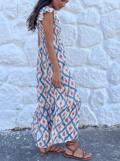 Hazel Blues® |  Smocked Ruffle Sleeve Maxi Dress