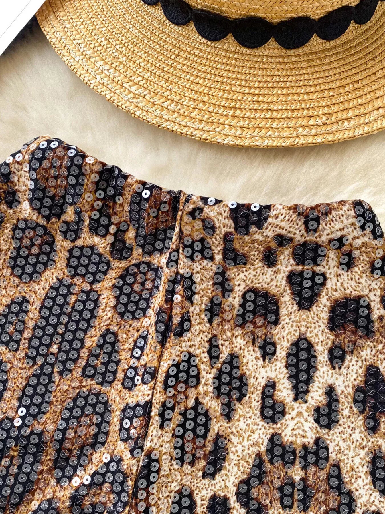 Hazel Blues® |  Sequin Leopard Shorts