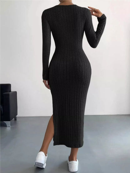 Hazel Blues® | Ribbed Knit Bodycon Midi Dress