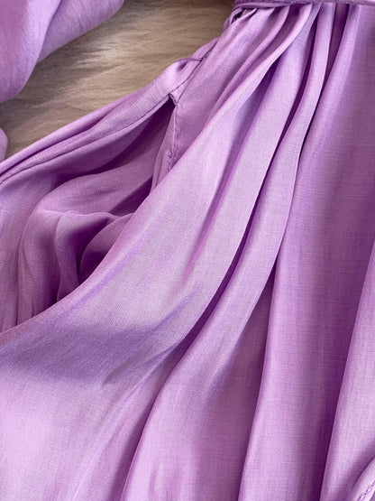 Hazel Blues® |  Balloon Sleeve Tie-Waist Dress