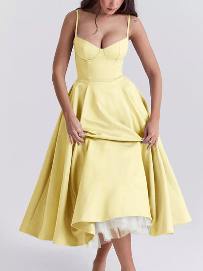 Hazel Blues® |  Sweetheart Neck A-Line Midi Dress
