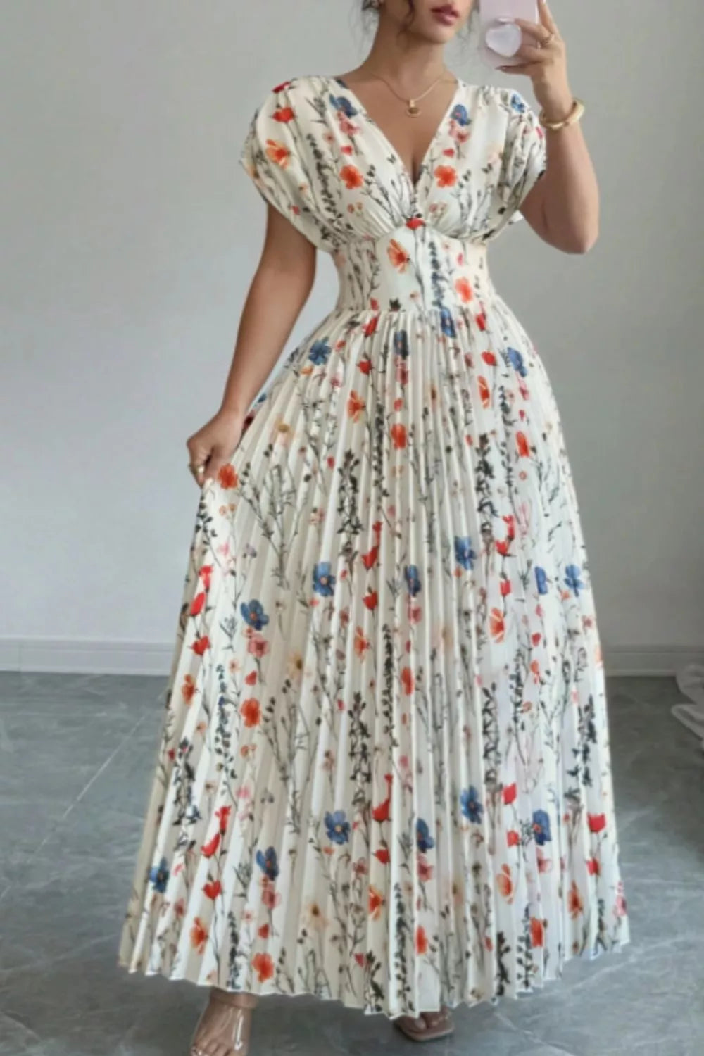 Hazel Blues® |  Floral Print Pleated Maxi Dress