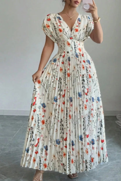 Hazel Blues® |  Floral Print Pleated Maxi Dress