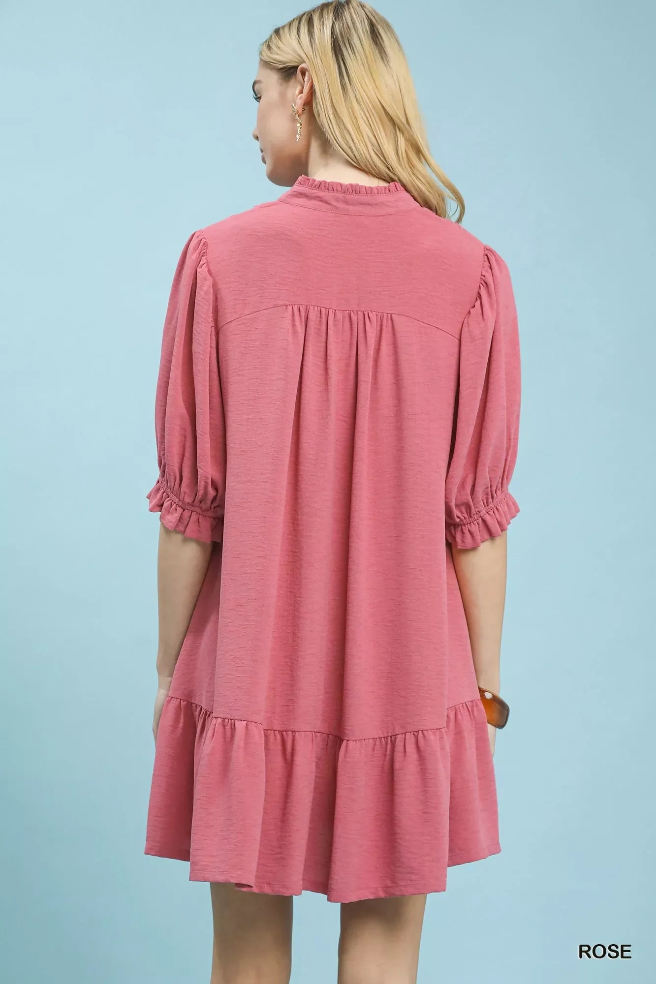 Hazel Blues® |  Umgee Lace Yoke Tiered Mini Dress