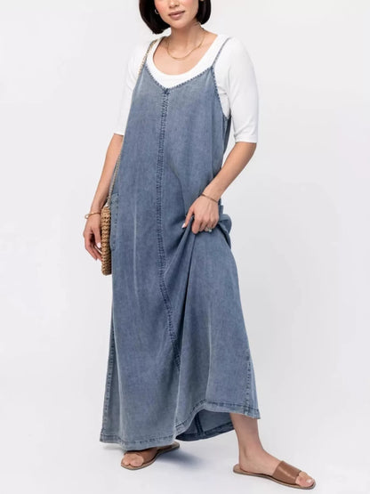 Hazel Blues® |  Casual Washed Denim Cami Maxi Dress