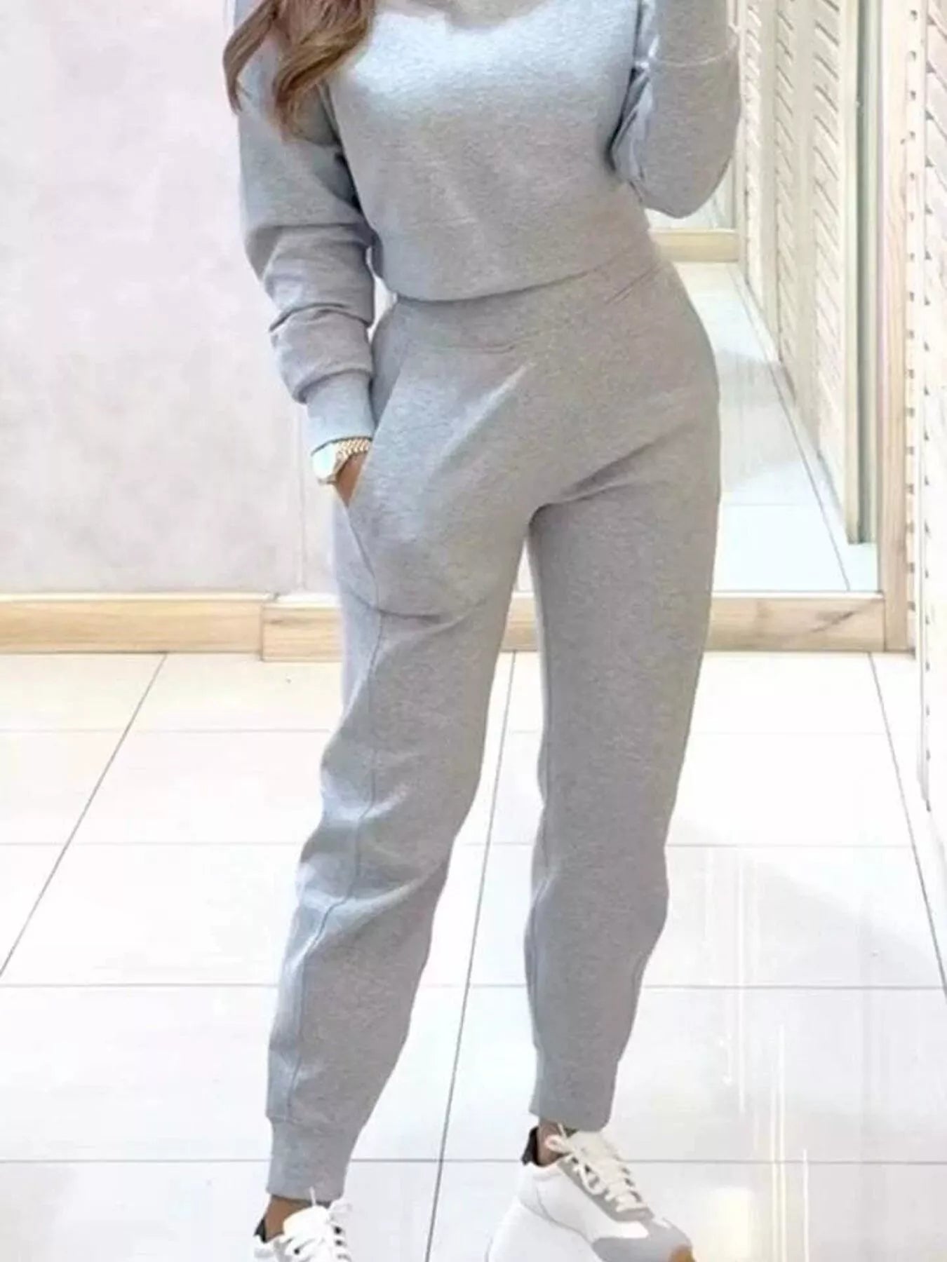 Hazel Blues® |  Casual Chic Cropped Sweatshirt and Jogger Set