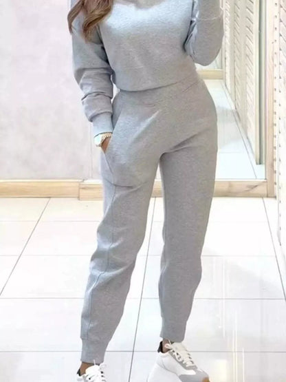 Hazel Blues® |  Casual Chic Cropped Sweatshirt and Jogger Set