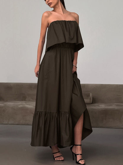 Hazel Blues® |  Off-Shoulder Ruffle Hem Maxi Dress