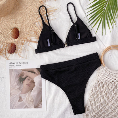 Hazel Blues® | Spaghetti Strap Ribbed Bikini Set