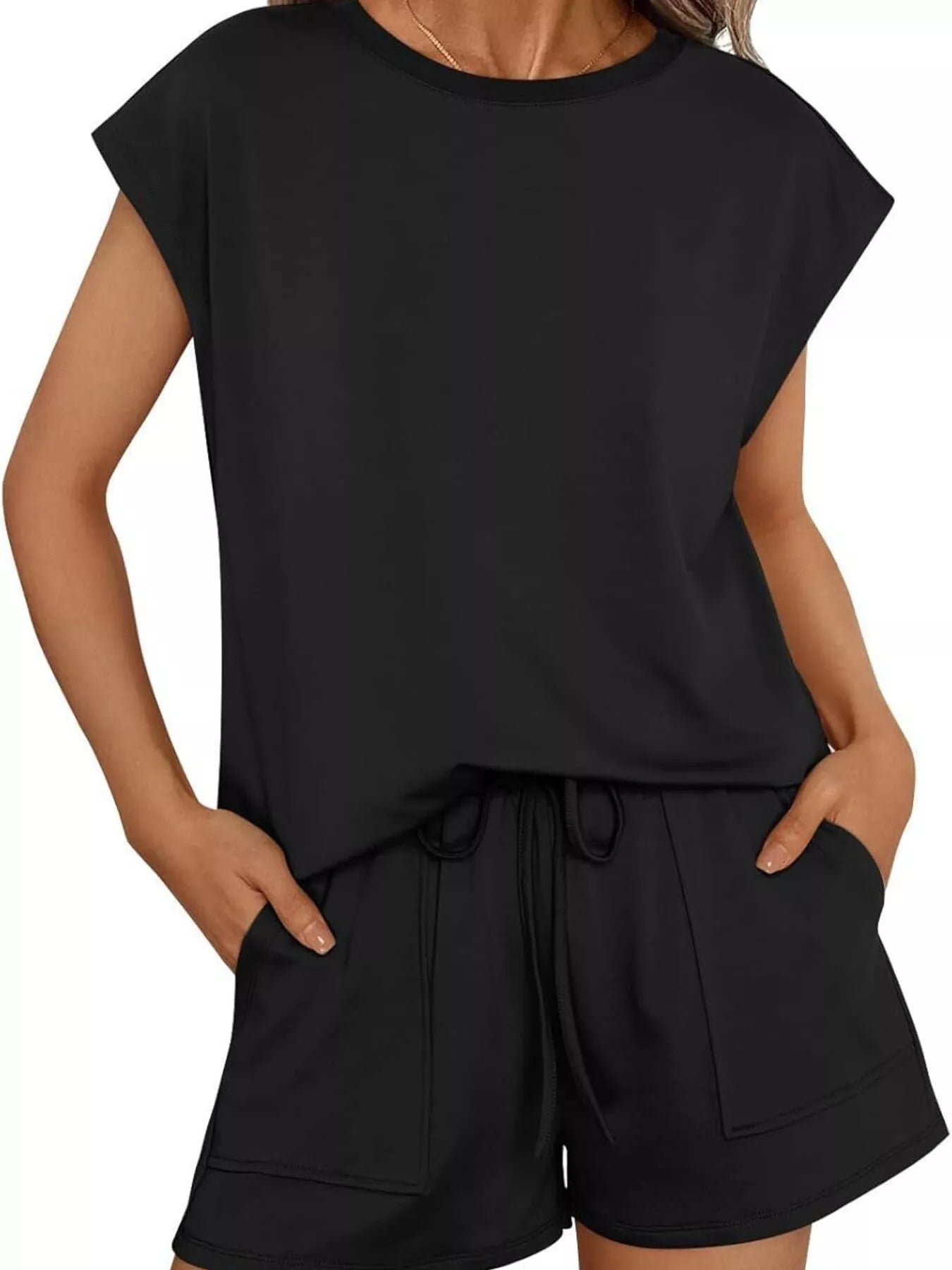 Hazel Blues® |  Casual Solid Color T-Shirt and Shorts Set