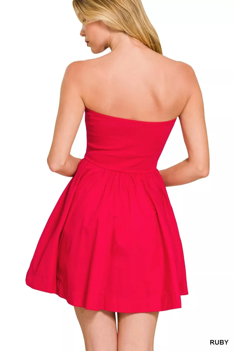 Hazel Blues® |  Zenana Combined Knit Tube Top Flare Mini Dress