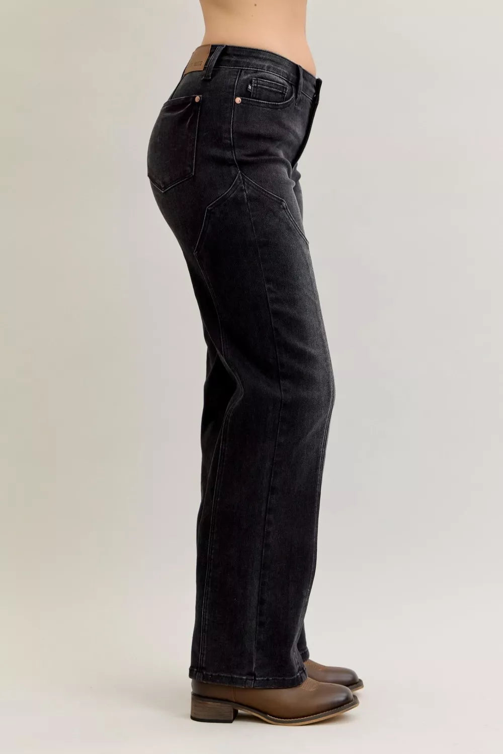 Hazel Blues® |  Judy Blue Mid Rise Straight Western Seam Detail Jeans