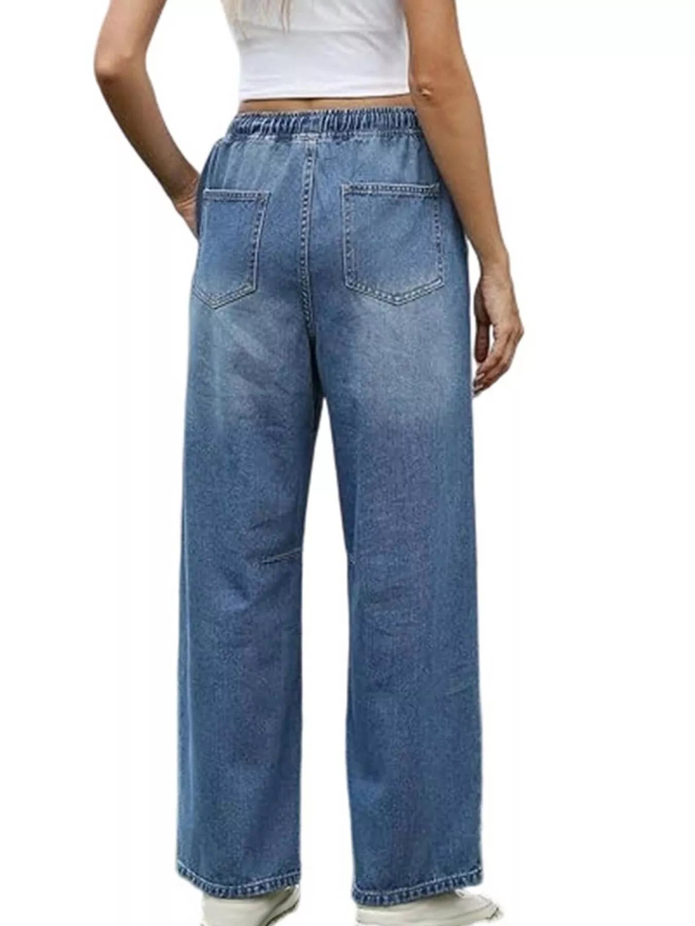 Hazel Blues® |  Elastic Waist Wide Leg Jeans