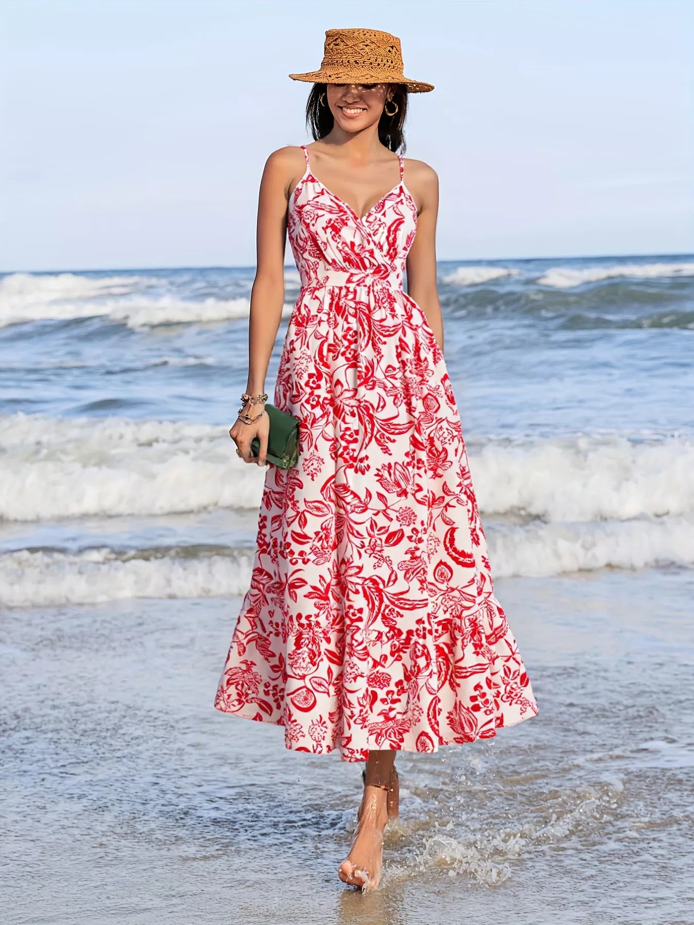 Hazel Blues® |  Printed Spaghetti Strap Midi Dress