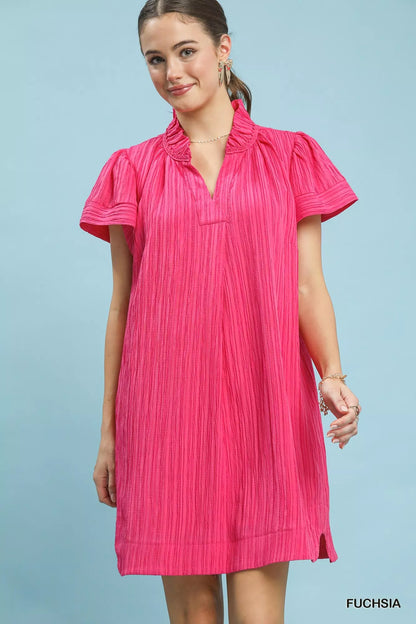 Hazel Blues® |  Umgee Flutter Sleeve V-Neck Shift Dress