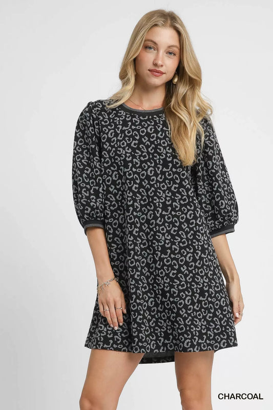 Hazel Blues® |  Umgee Leopard Print Jacquard Mini Dress