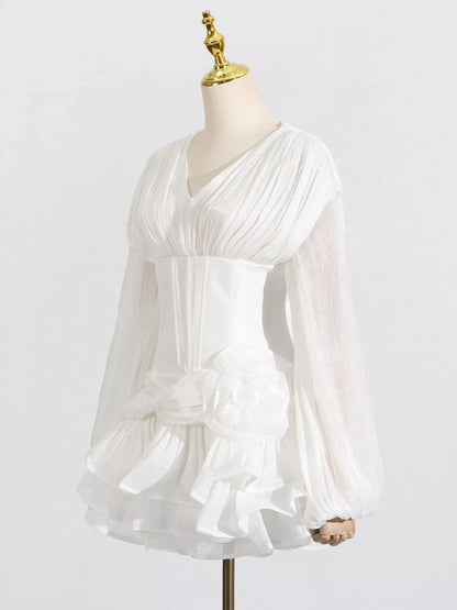Hazel Blues® |  Ruffle Balloon Sleeve Mini Dress