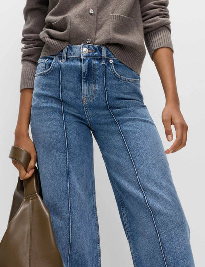 Hazel Blues® |  Wide Leg Jeans with Front Seam Detail