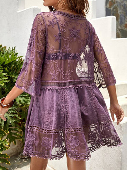 Hazel Blues® | Lace Detail Plunge Cover-Up Dress