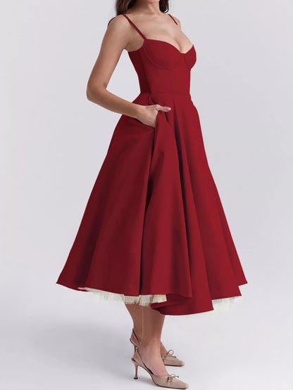 Hazel Blues® |  Sweetheart Neck A-Line Midi Dress