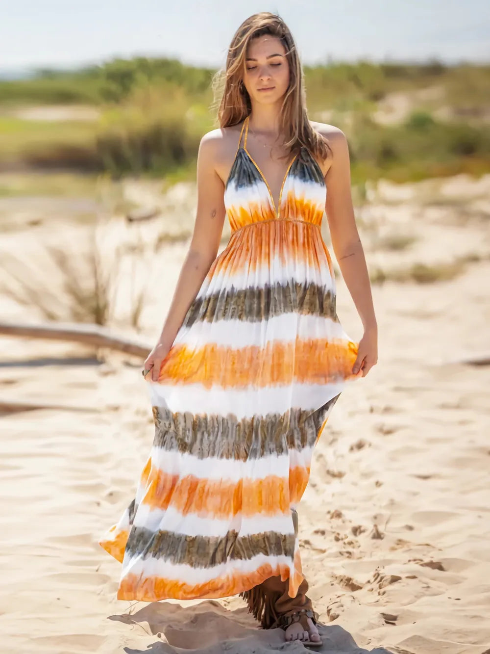 Hazel Blues® |  Tie-Dye Halter Neck Dress