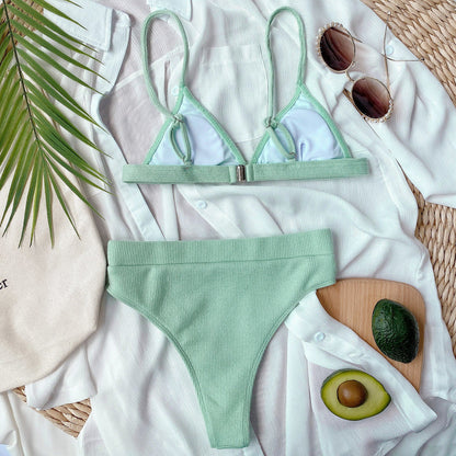 Hazel Blues® | Spaghetti Strap Ribbed Bikini Set