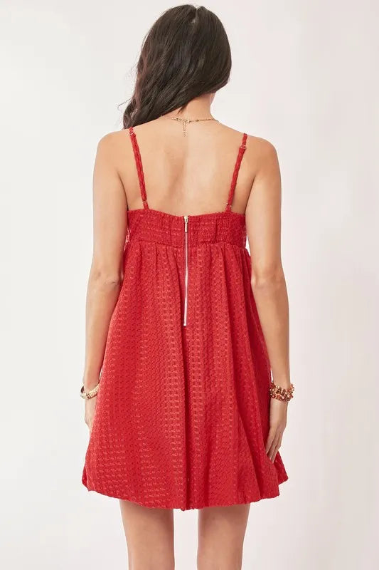 Hazel Blues® |  Davi & Dani Textured Sweetheart Neckline Bubble Hem Dress