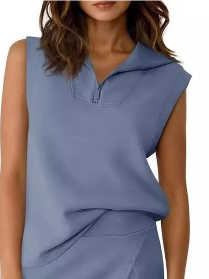 Hazel Blues® |  Quarter Zip Top and Skort Set