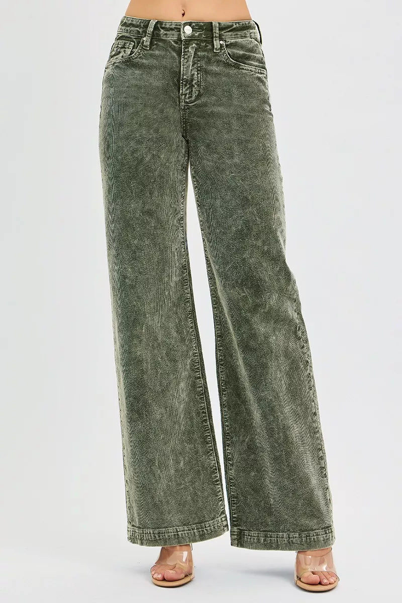 Hazel Blues® | RISEN High Rise Wide Leg Corduroy Jeans